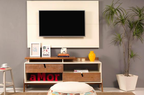 Conjunto Aspen para Sala de Estar - Garapa bianco e Branco pérola